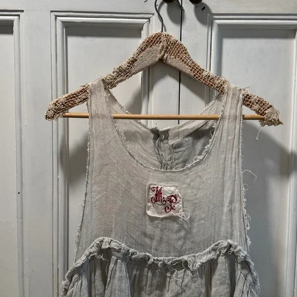 Vintage Magnolia Pearl Dress Linen Gauze Sheer - Picture 10 of 17